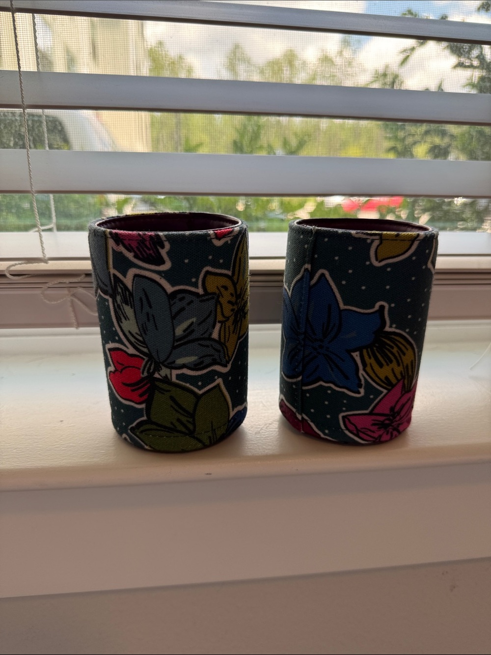 Vera Bradley Dark Green Floral Fabric Votive Holders - Set of 2